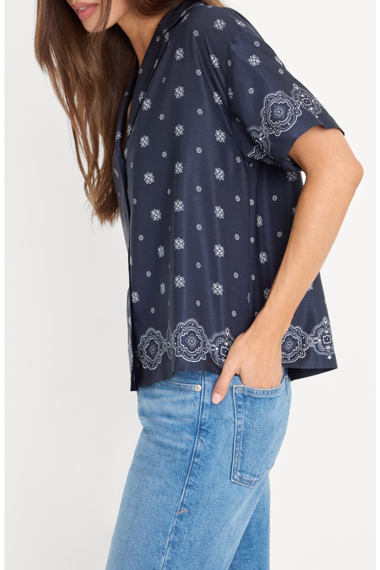The Medallion Print Button-Up Camp Shirt, Alternate, color, BANDANA