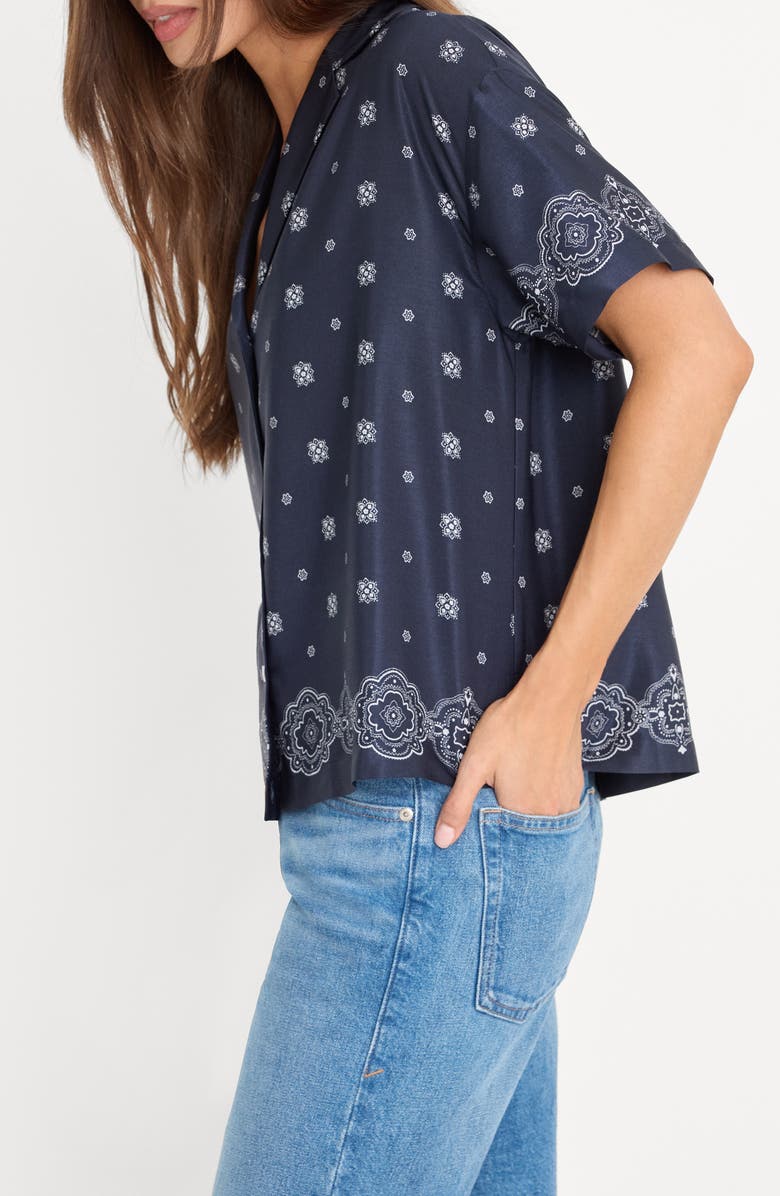 Good American The Medallion Print Button-Up Camp Shirt, Alternate, color, Bandana