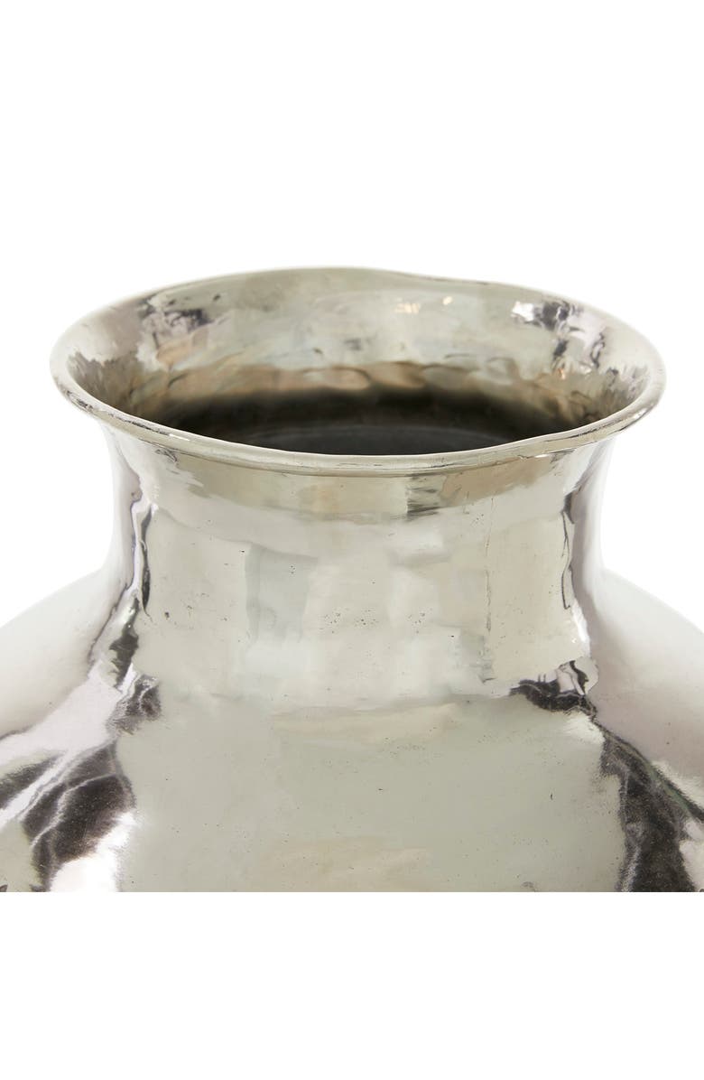 VIVIAN LUNE HOME Silvertone Aluminum Contemporary Vase, Alternate, color, Silver