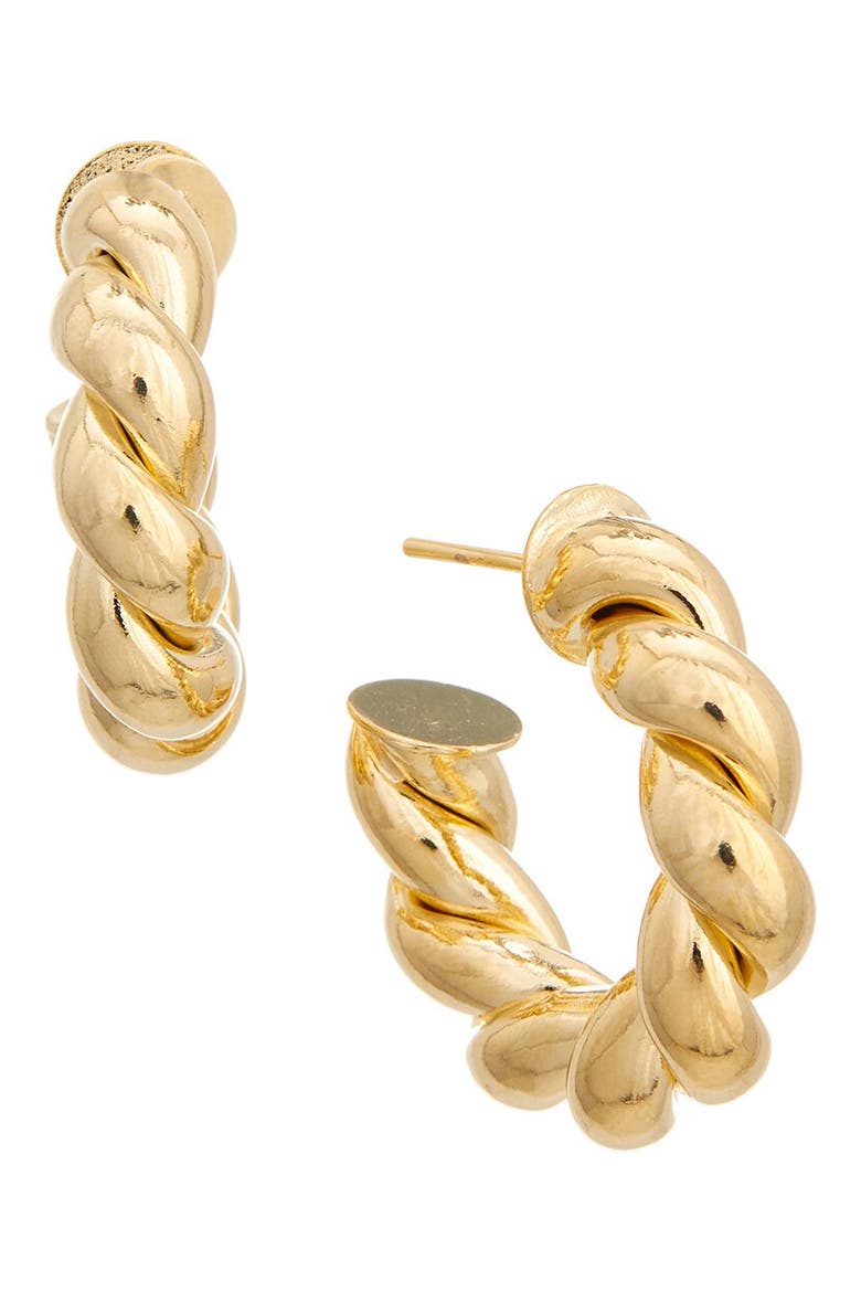Twisted Tube Hoop Earrings, Main, color, YELLOW