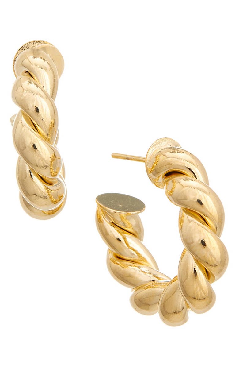 Juvell Twisted Tube Hoop Earrings, Main, color, Yellow