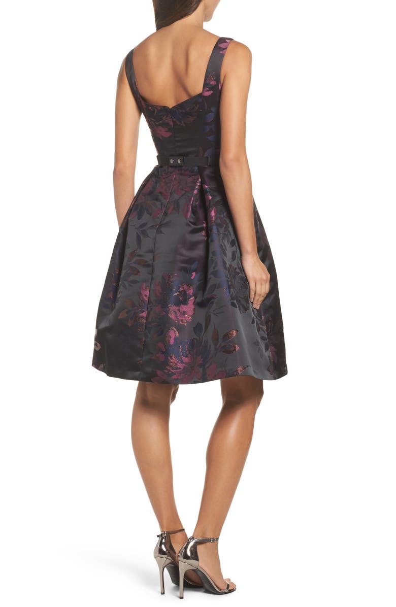 Eliza J Brocade Fit & Flare Dress, Alternate, color, 