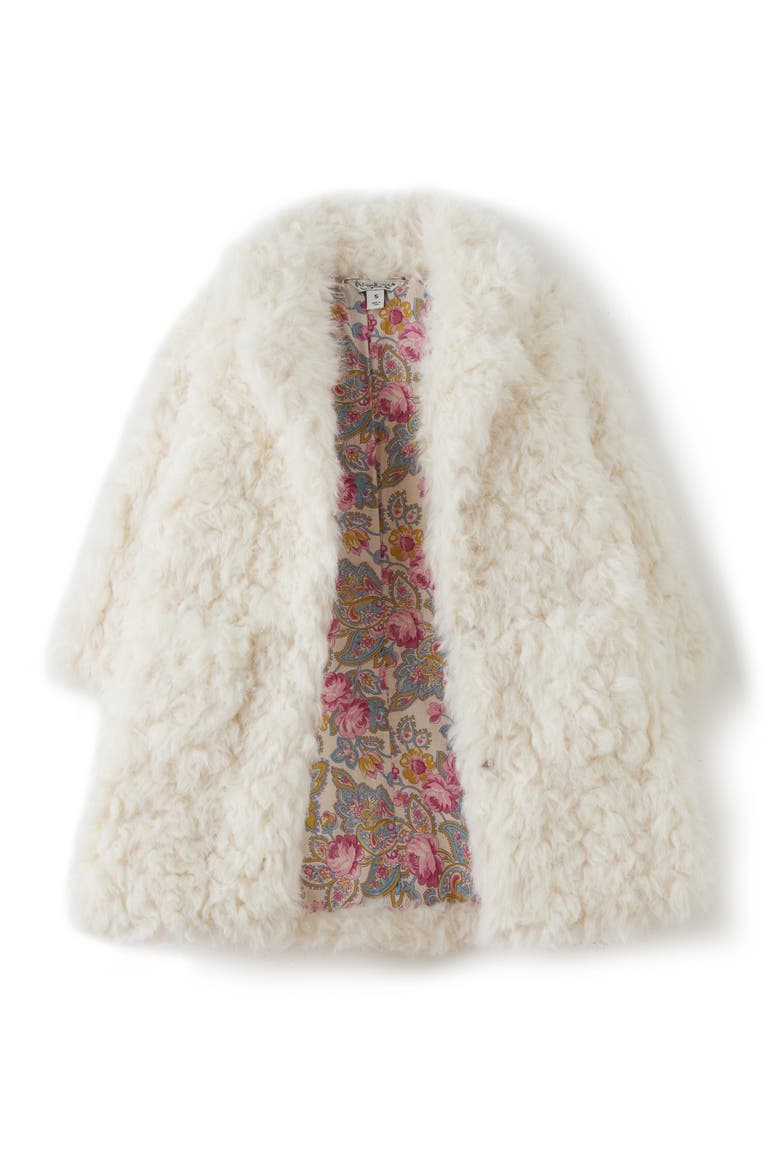 Kids' Sutton Faux Fur Teddy Bear Coat, Alternate, color, IVORY