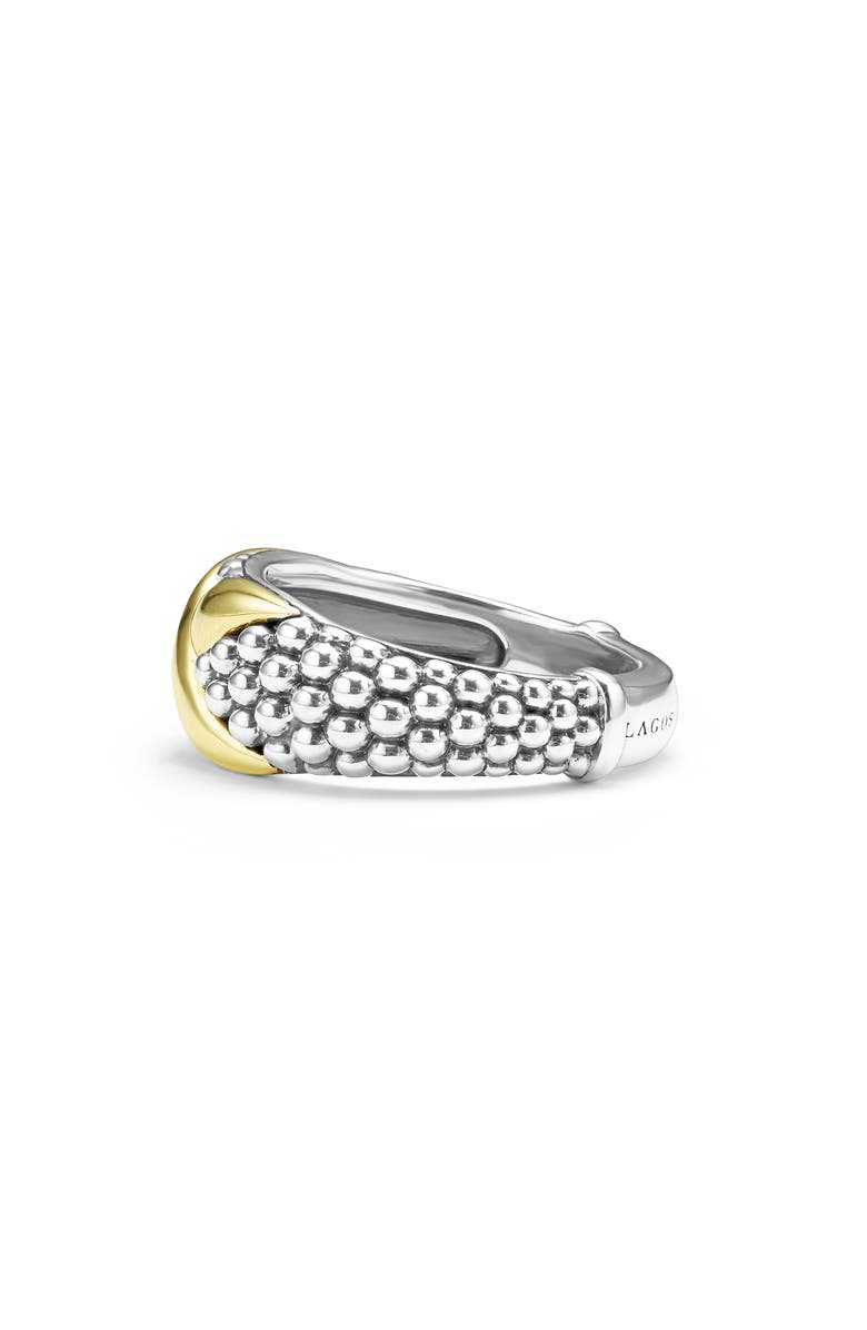 LAGOS 18K Gold & Sterling Silver Caviar Bead Ring, Alternate, color, Silver/ Gold
