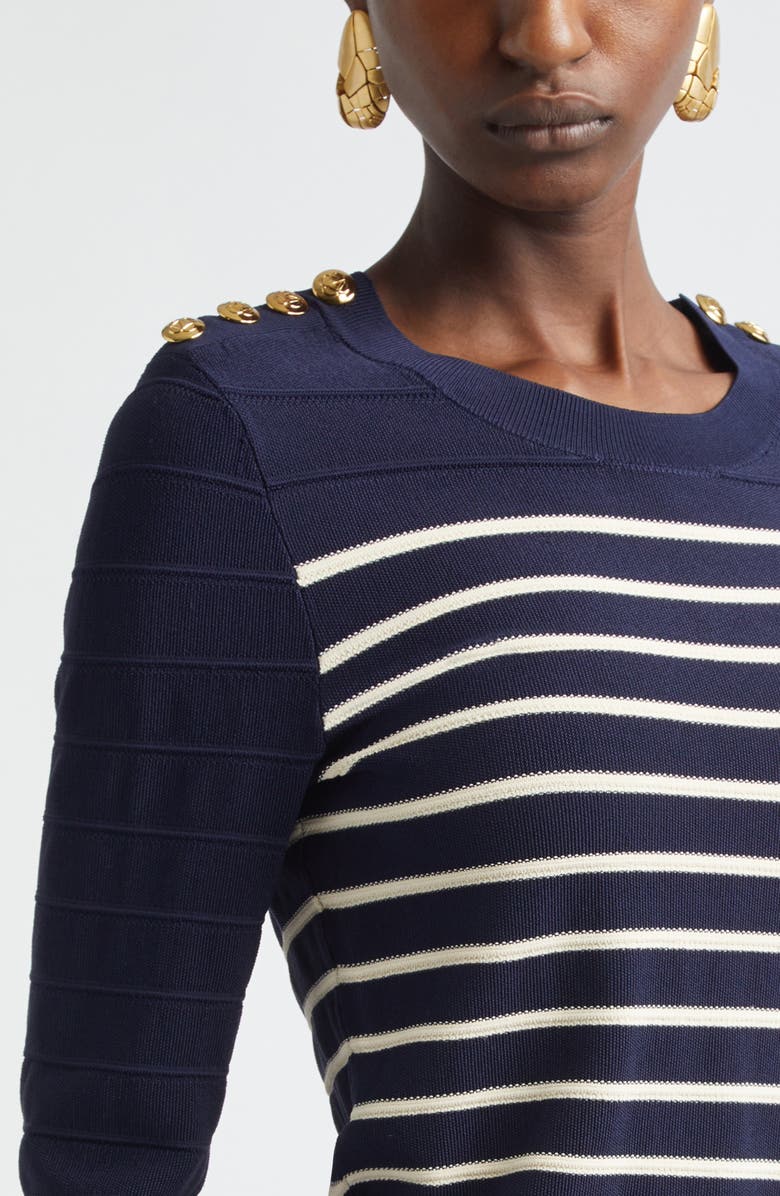 Zimmermann Kindred Spirit Luna Stripe Sweater, Alternate, color, Navy/ Cream