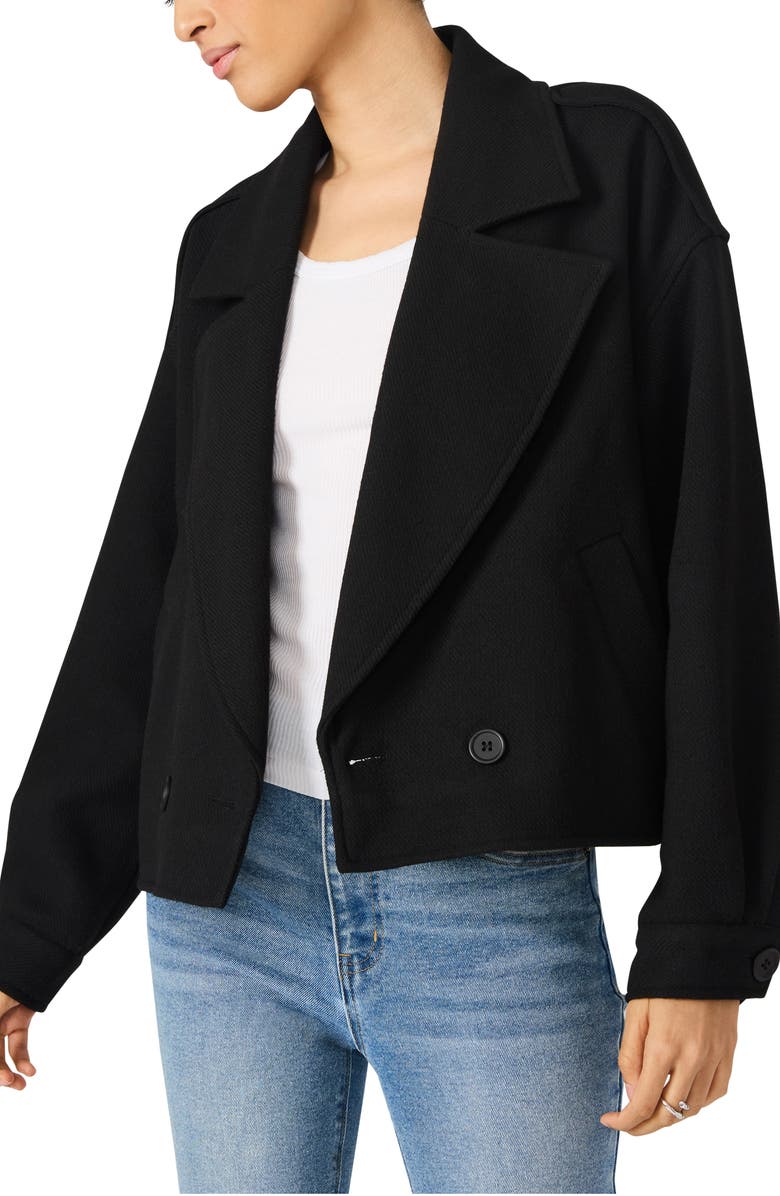 Steve Madden Double Breasted Crop Jacket, Alternate, color, Black