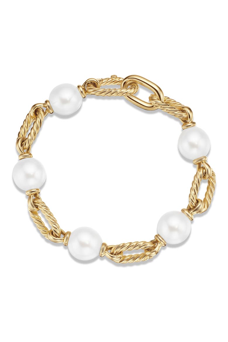 DY Madison® Pearl Chain Bracelet in 18K Yellow Gold, 11mm, Alternate, color, PEARL/ YELLOW GOLD