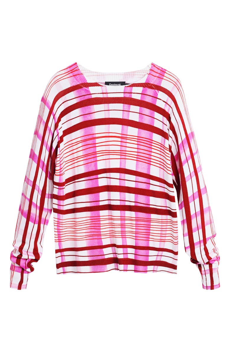 Desigual Stripe Crewneck Sweater, Alternate, color, Pink