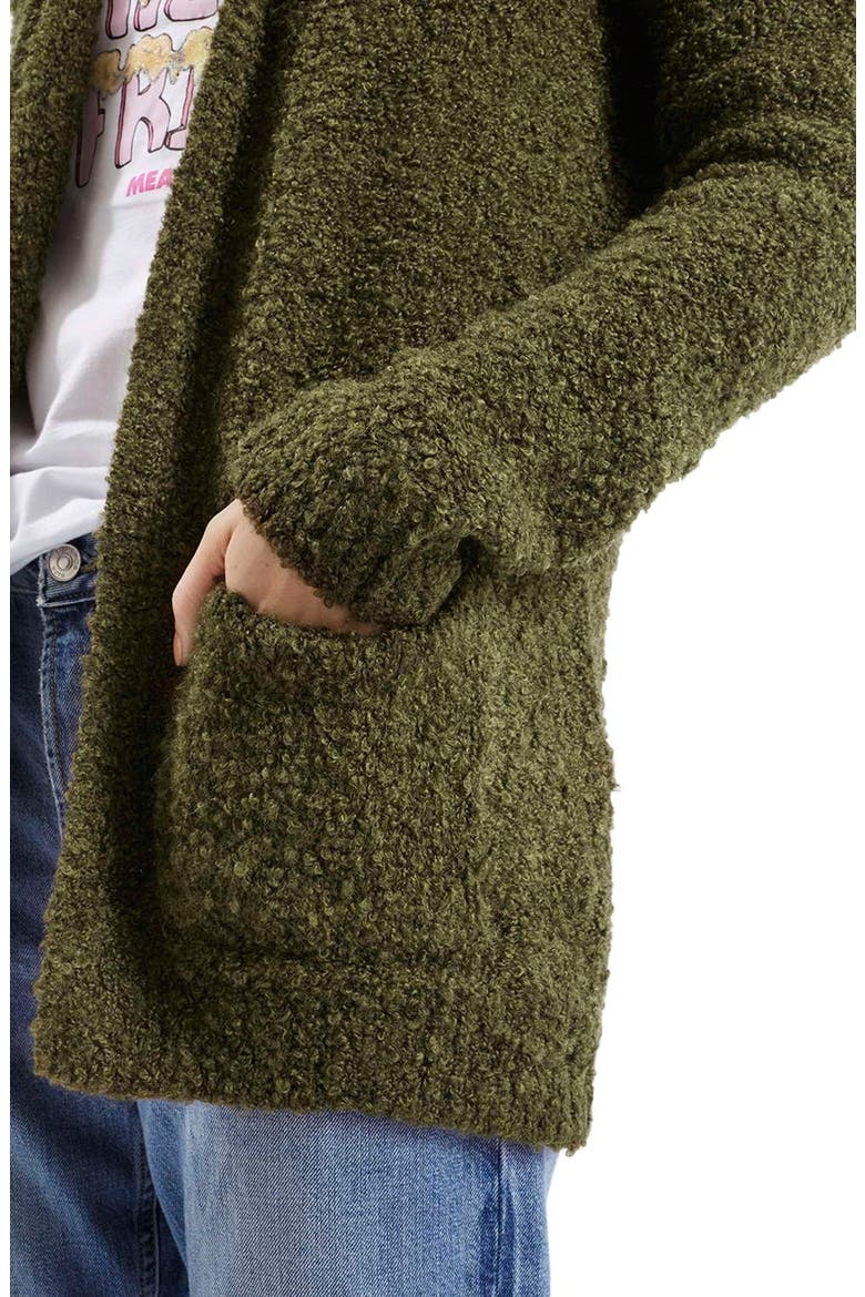 Bouclé Cardigan, Alternate, color, OLIVE