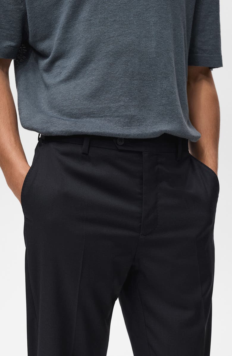 MANGO Slim Fit Virgin Wool Dress Pants, Alternate, color, Navy