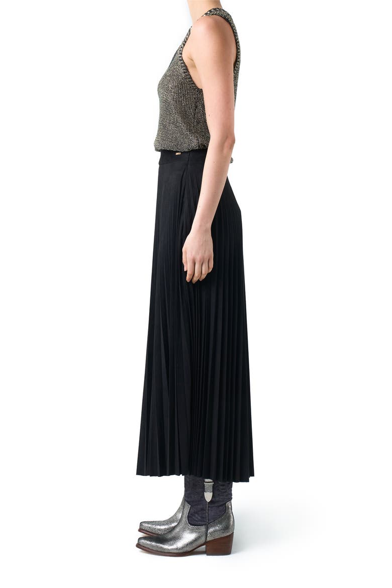Alma Pleated Skirt In Knit Fabric, Alternate, color, Black