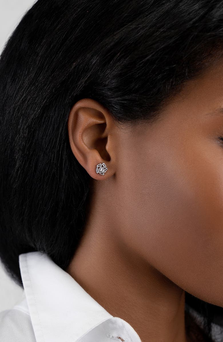 Adornia Baguette CZ Cluster Stud Earrings, Alternate, color, Silver