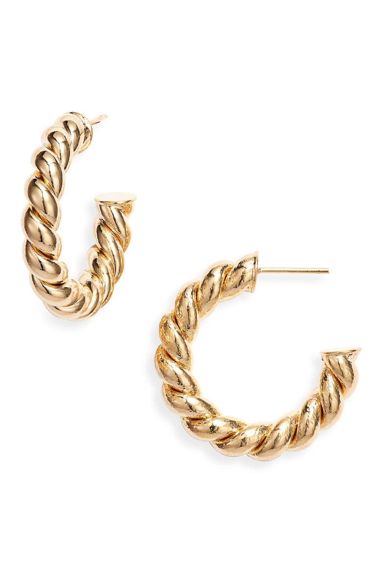 Twisted Sister Large Hoop Earrings, Main, color, GOLD