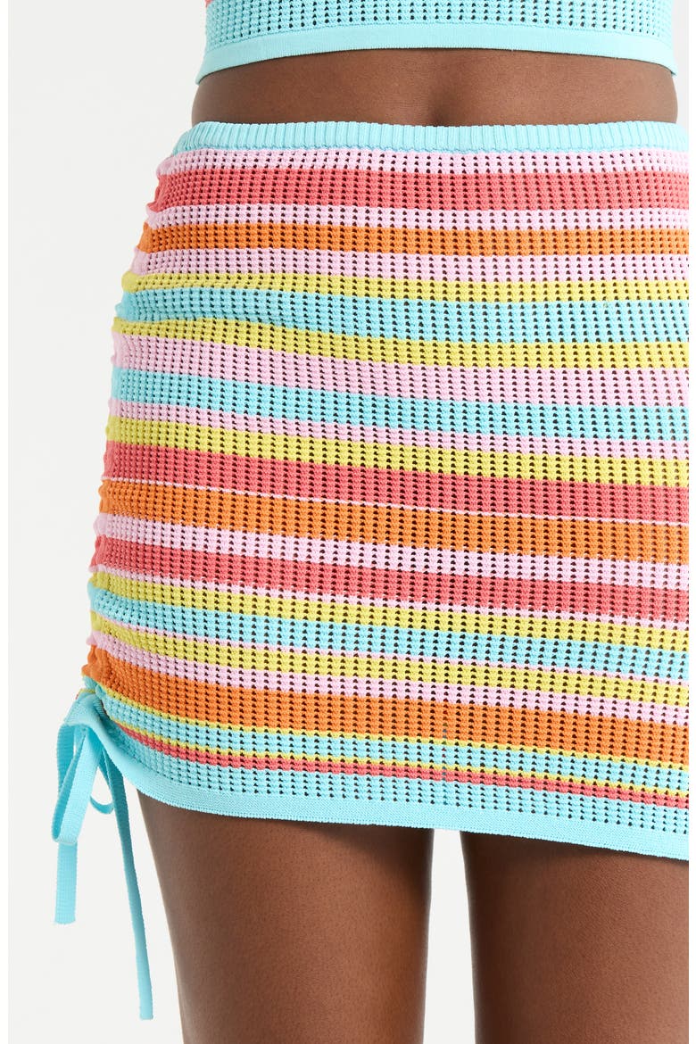 Stripe Open Knit Cover-Up Miniskirt, Alternate, color, SUNSET STRIP