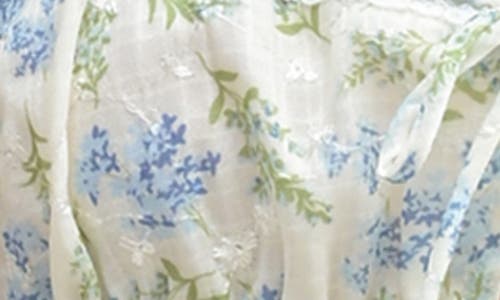 Lush Tie Front Eyelet Top In Ivory Blue