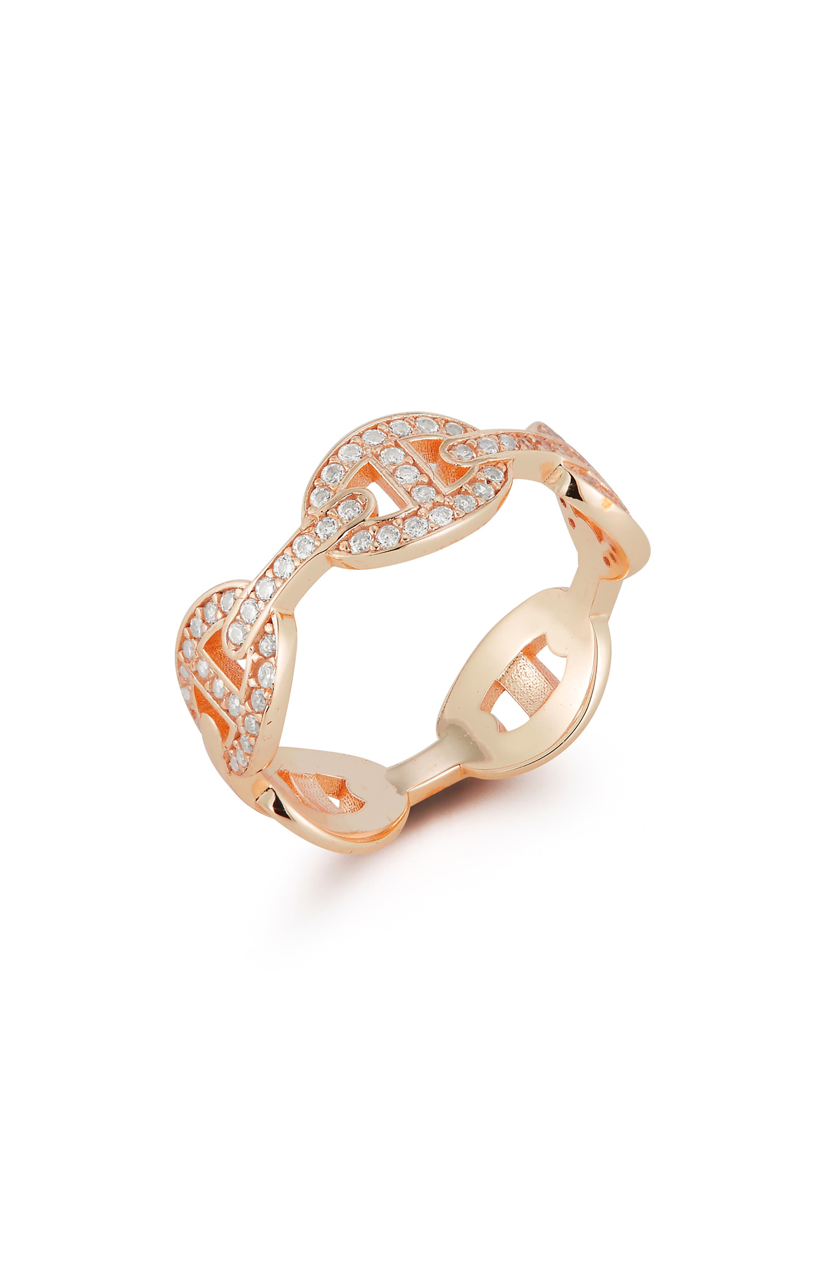 GLAZE JEWELRY 14-Karat Rose Gold Frozen Mariner Link Ring