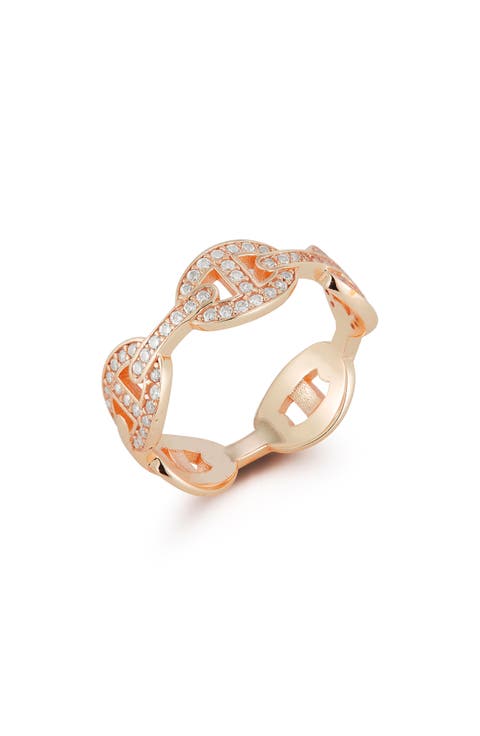 14-Karat Rose Gold Frozen Mariner Link Ring