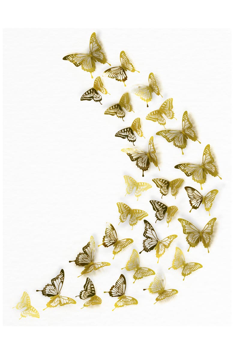 3D Butterflies 78-Piece Wall Sticker, Main, color, GOLD