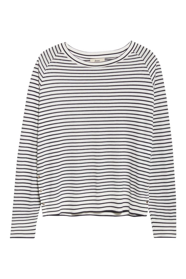 Stripe Lyocell & Cotton Sweater, Alternate, color, 1092 WHITE TO NAVY