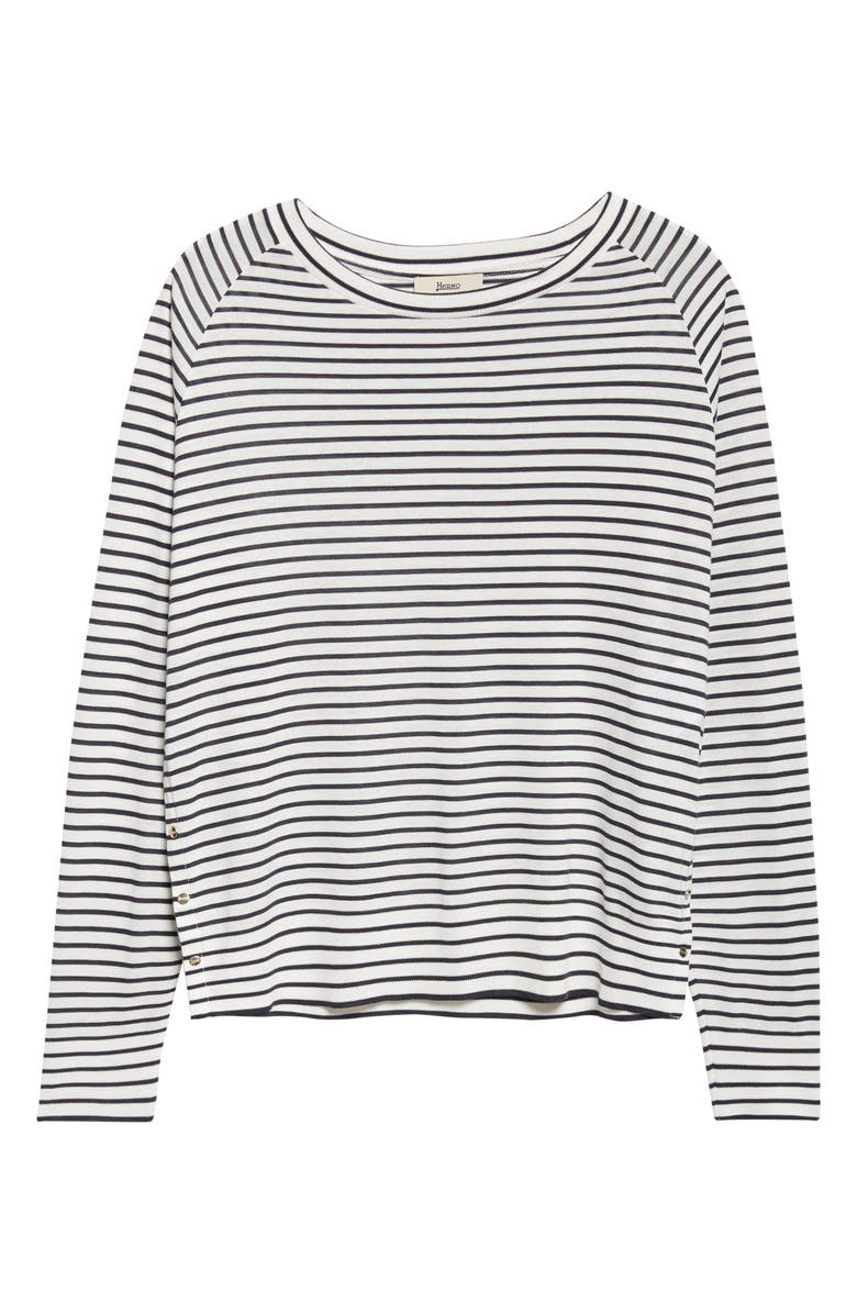 Herno Stripe Lyocell & Cotton Sweater, Alternate, color, 1092 White To Navy