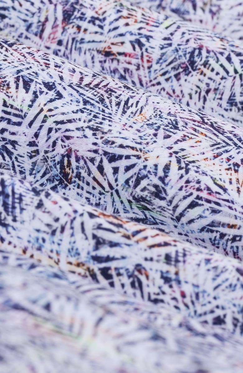 Bugatchi Miles OoohCotton<sup>®</sup> Tropical Leaf Print Short Sleeve Button-Up Shirt, Alternate, color, Iris