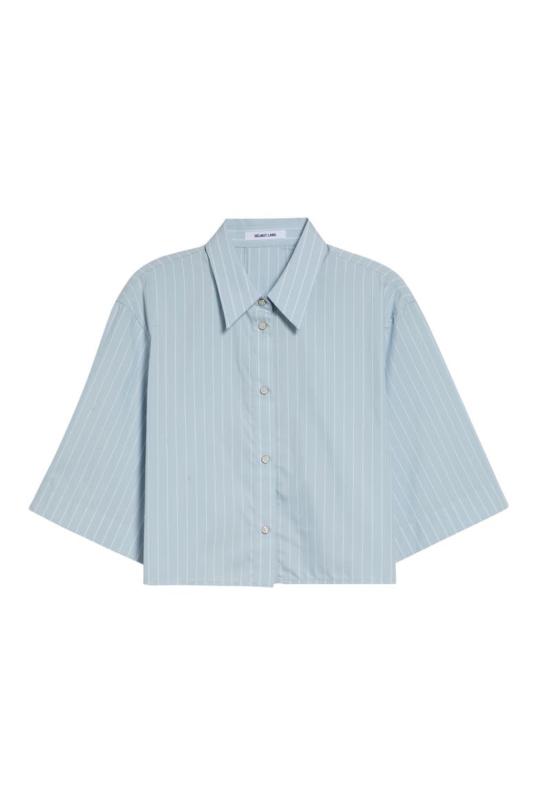 Stripe Button-Up Cotton Blend Crop Top, Alternate, color, LIGHT BLUE MULTI