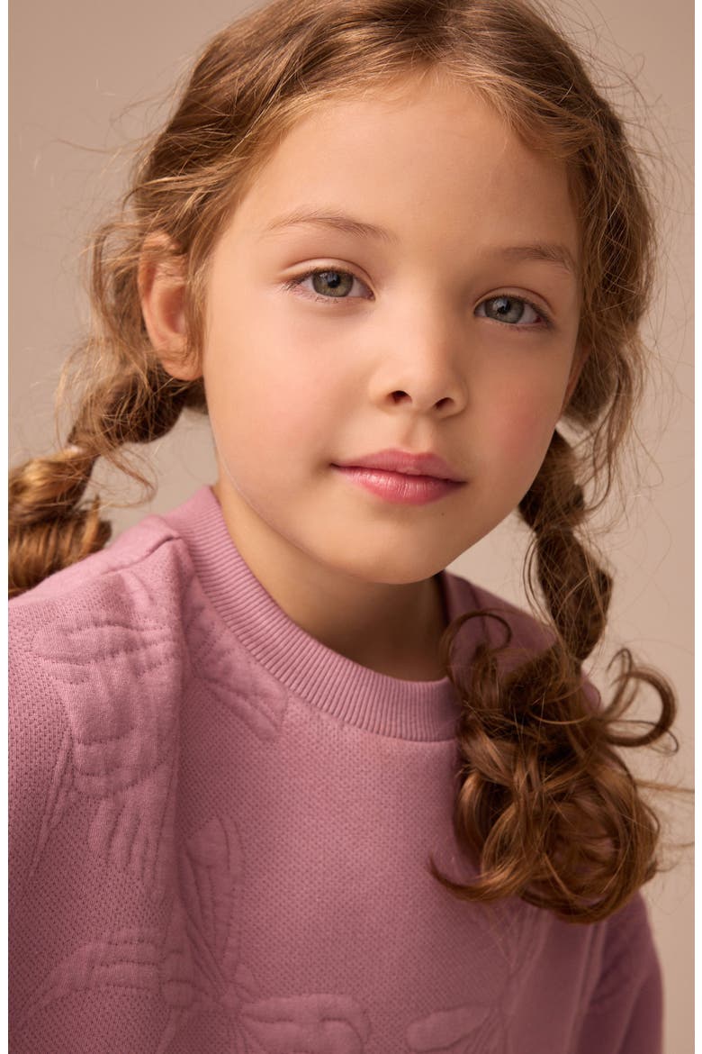 Kids' Bow Sweatshirt Dress, Alternate, color, PINK