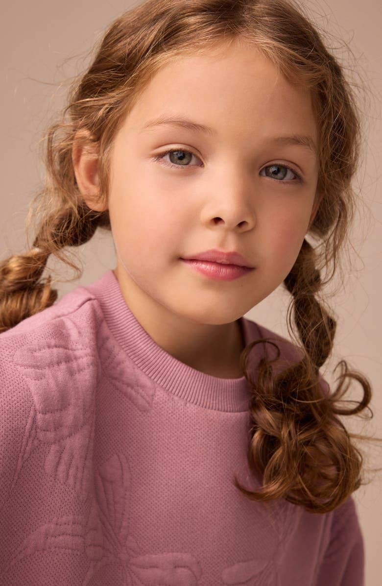 NEXT Kids' Bow Sweatshirt Dress, Alternate, color, Pink