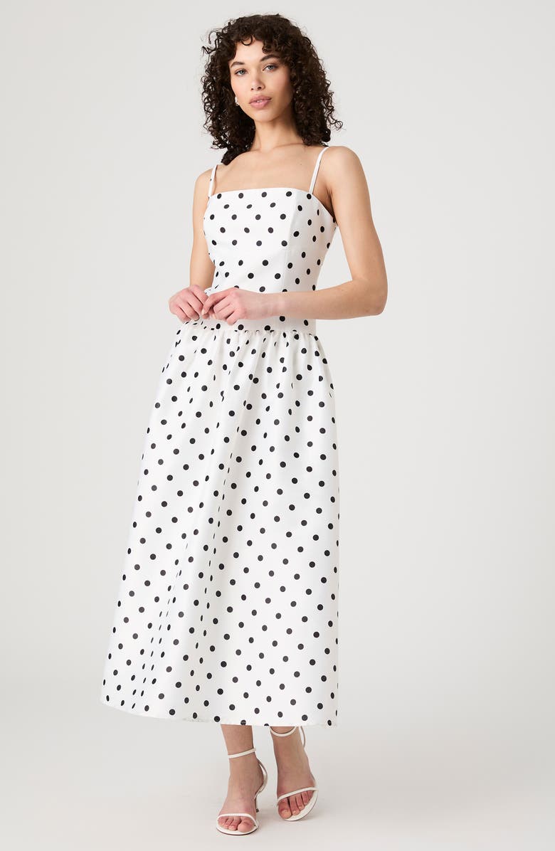French Connection Polka Dot Strappy Drop Waist Sundress, Alternate, color,