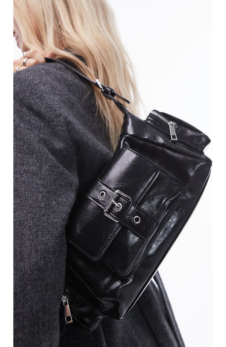 Topshop Saskia Pocket Shoulder Bag, Alternate, color,