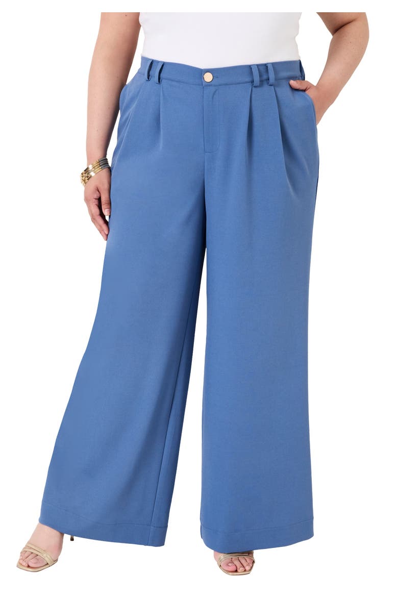Pleated Wide Leg Trousers, Main, color, GRAY BLUE