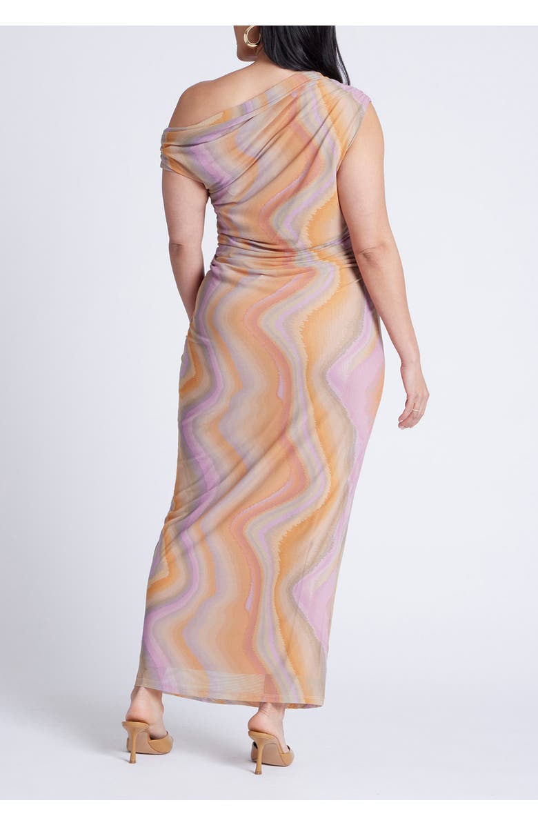 ELOQUII Printed Mesh Dress, Alternate, color, Angela Stripe