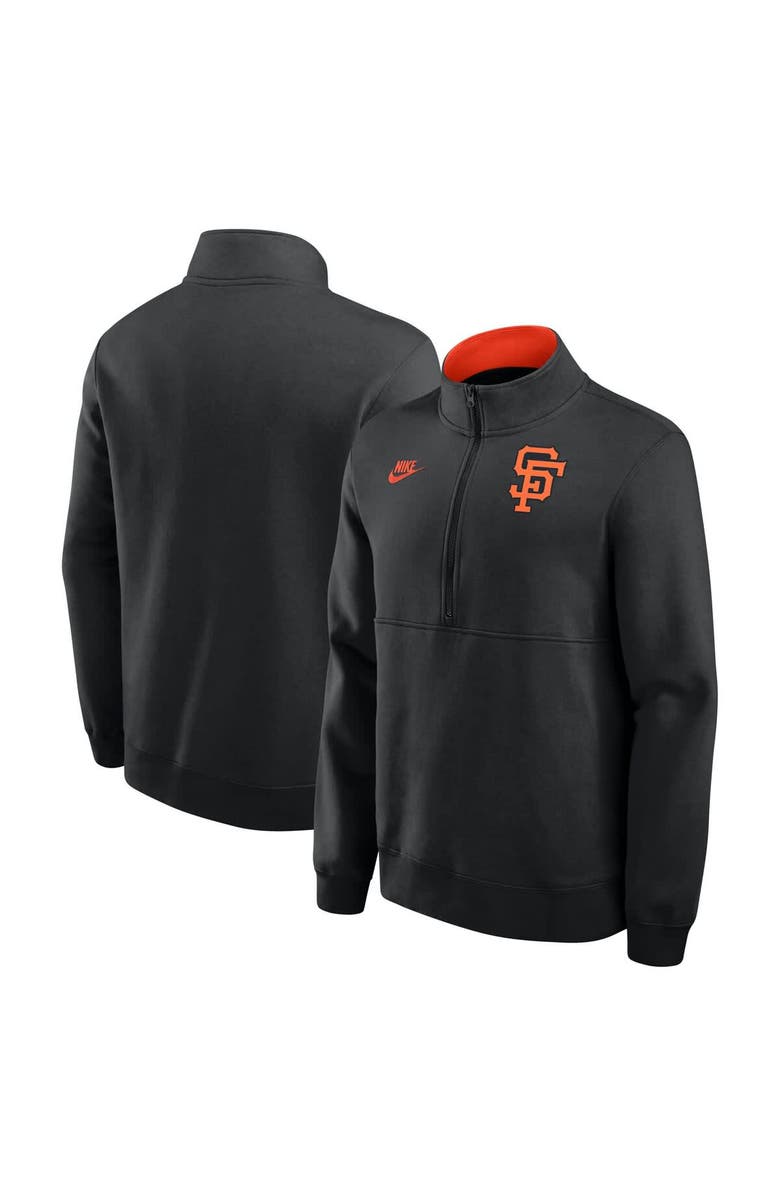 Nike Men's Nike Black San Francisco Giants Cooperstown Collection Fleece Half-Zip Pullover, Main, color, 
