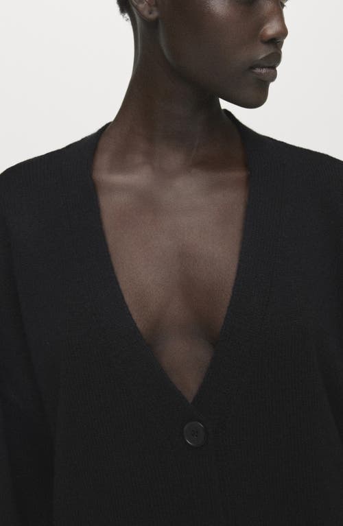 Mango Oversize V-neck Cardigan In Black