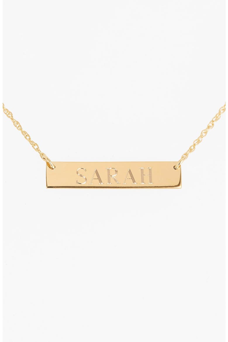 'Block Font' Personalized Bar Pendant Necklace, Alternate, color, GOLD