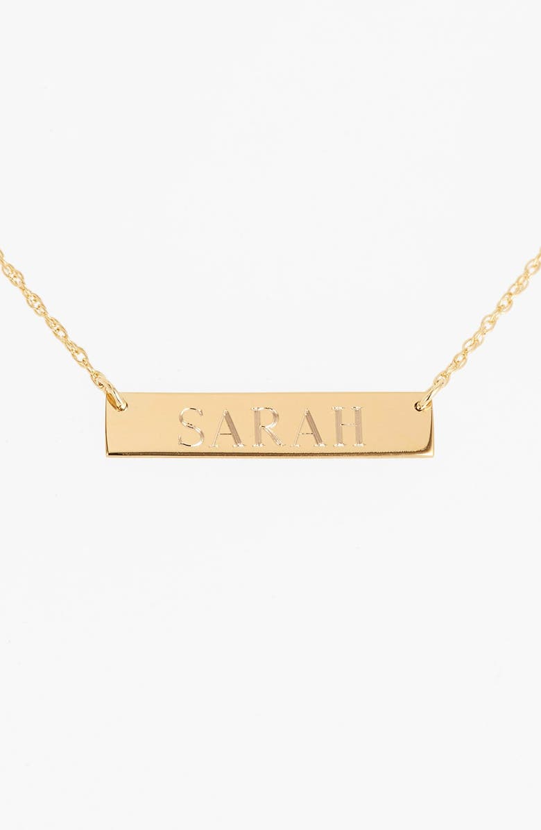 Moon and Lola 'Block Font' Personalized Bar Pendant Necklace, Alternate, color,