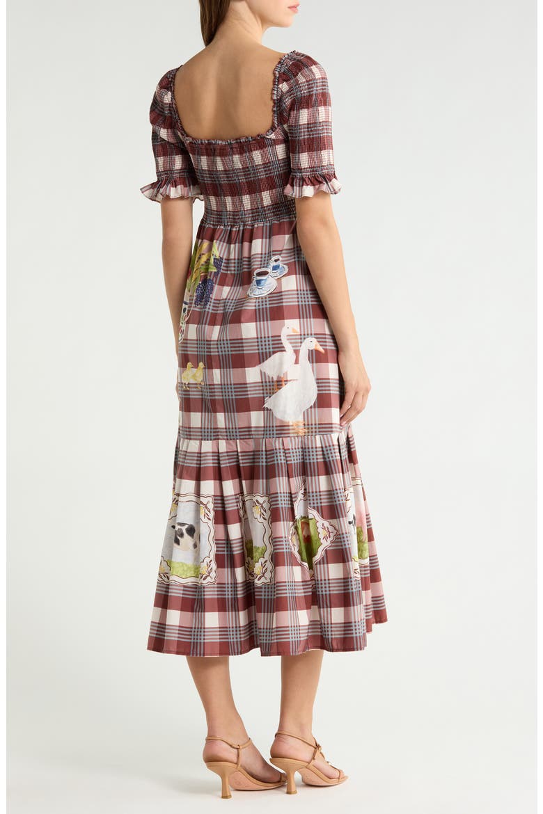 Country Trable Tartan Plaid Midi Dress, Alternate, color, BROWN
