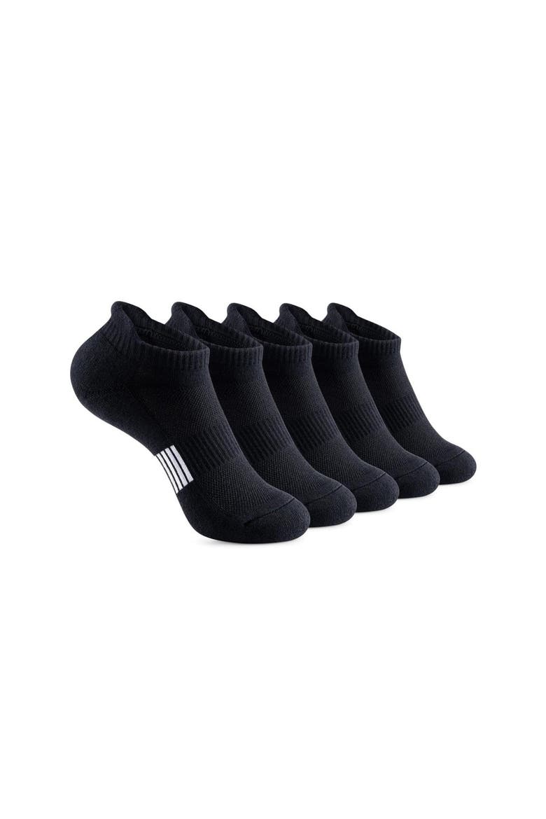 Cushioned Performance Athletic Ankle Socks 5-Pack, Main, color, Black