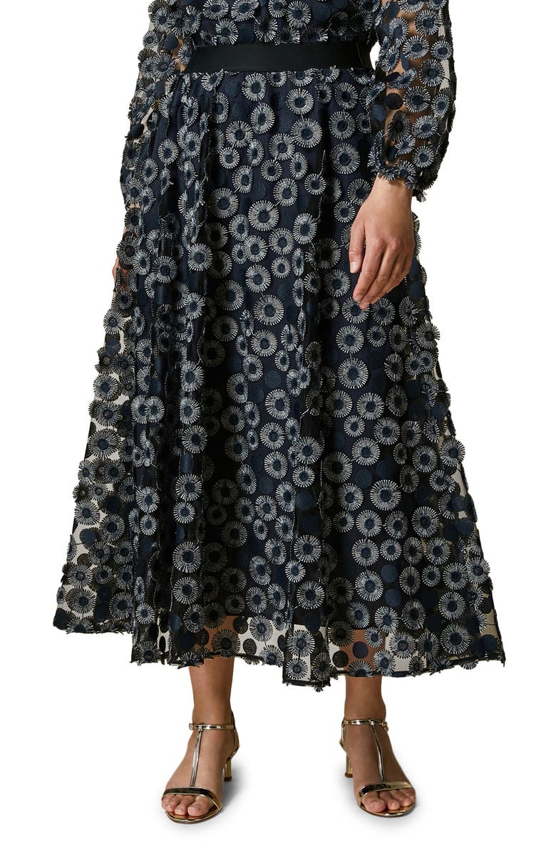 Marina Rinaldi Embroidered Tulle Skirt, Main, color,