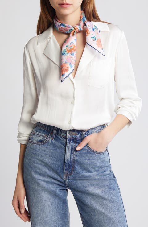 Chatsworth Garden Floral Square Silk Scarf