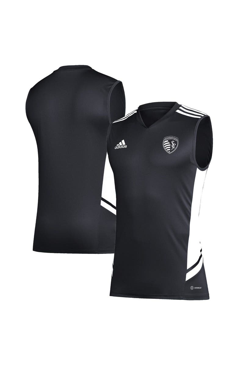 adidas Men's adidas Black/White Sporting Kansas City Sleeveless Training Jersey, Alternate, color, 