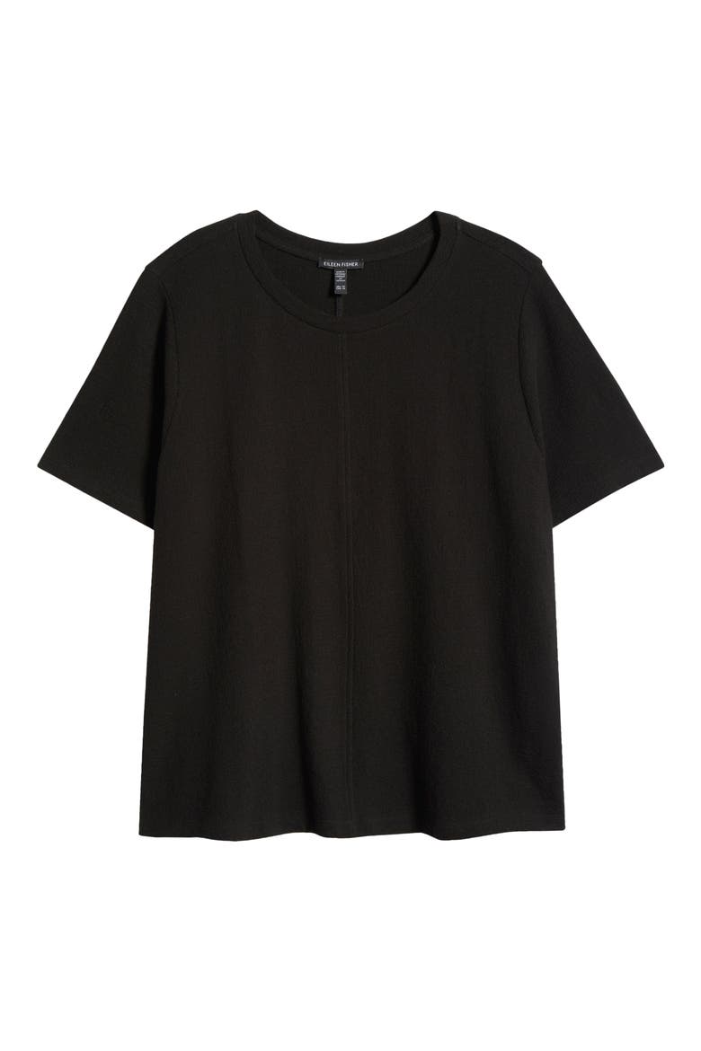 Crewneck Organic Cotton T-Shirt, Alternate, color, BLACK