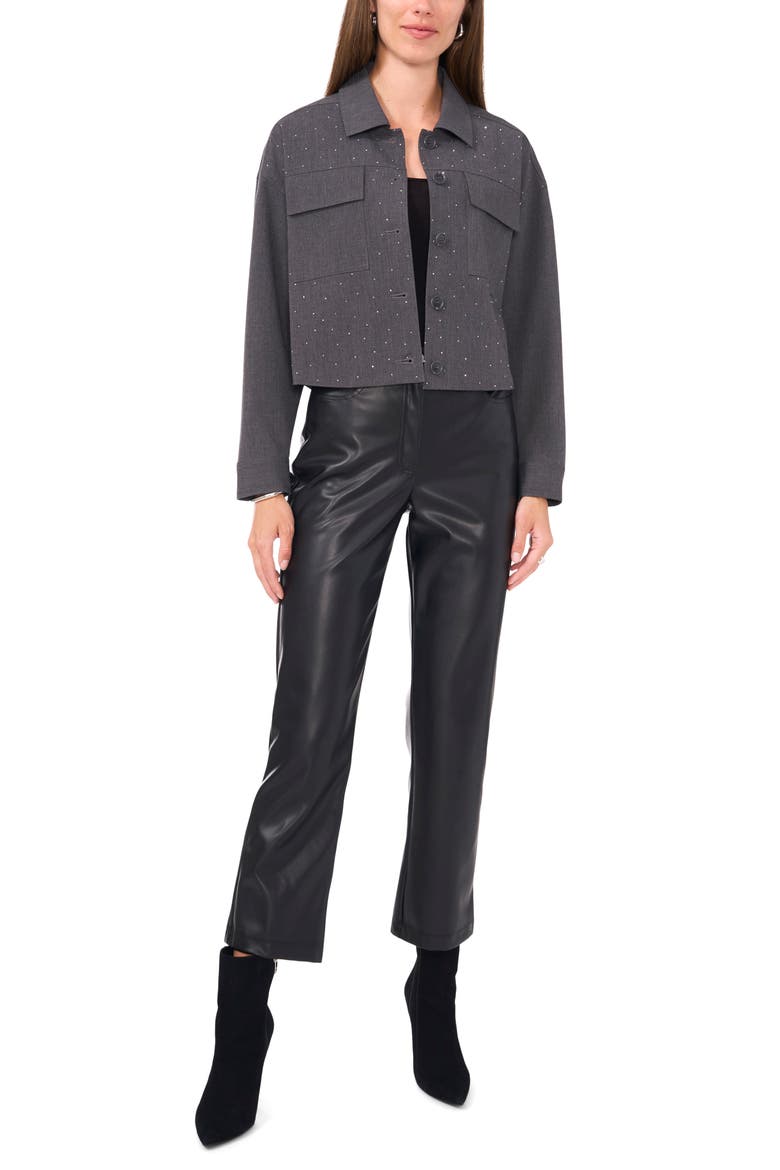 Crystal Stud Crop Shacket, Alternate, color, MEDIUM HEATHER GREY