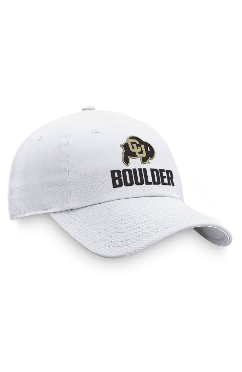 TOP OF THE WORLD Men's Top of the World White Colorado Buffaloes Adjustable Hat, Alternate, color, White