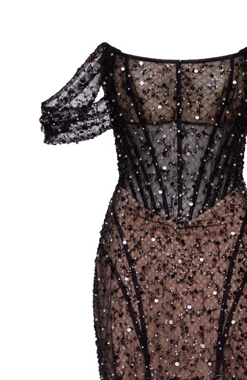 Shop Milla Striking Black Sequined Fitted Maxi Dress