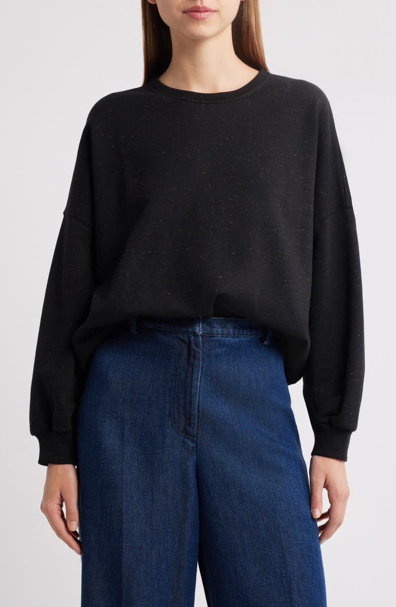 SESSÙN Chebbi Oversize Cotton & Linen Blend Mottled Fleece Sweater, Main, color, 