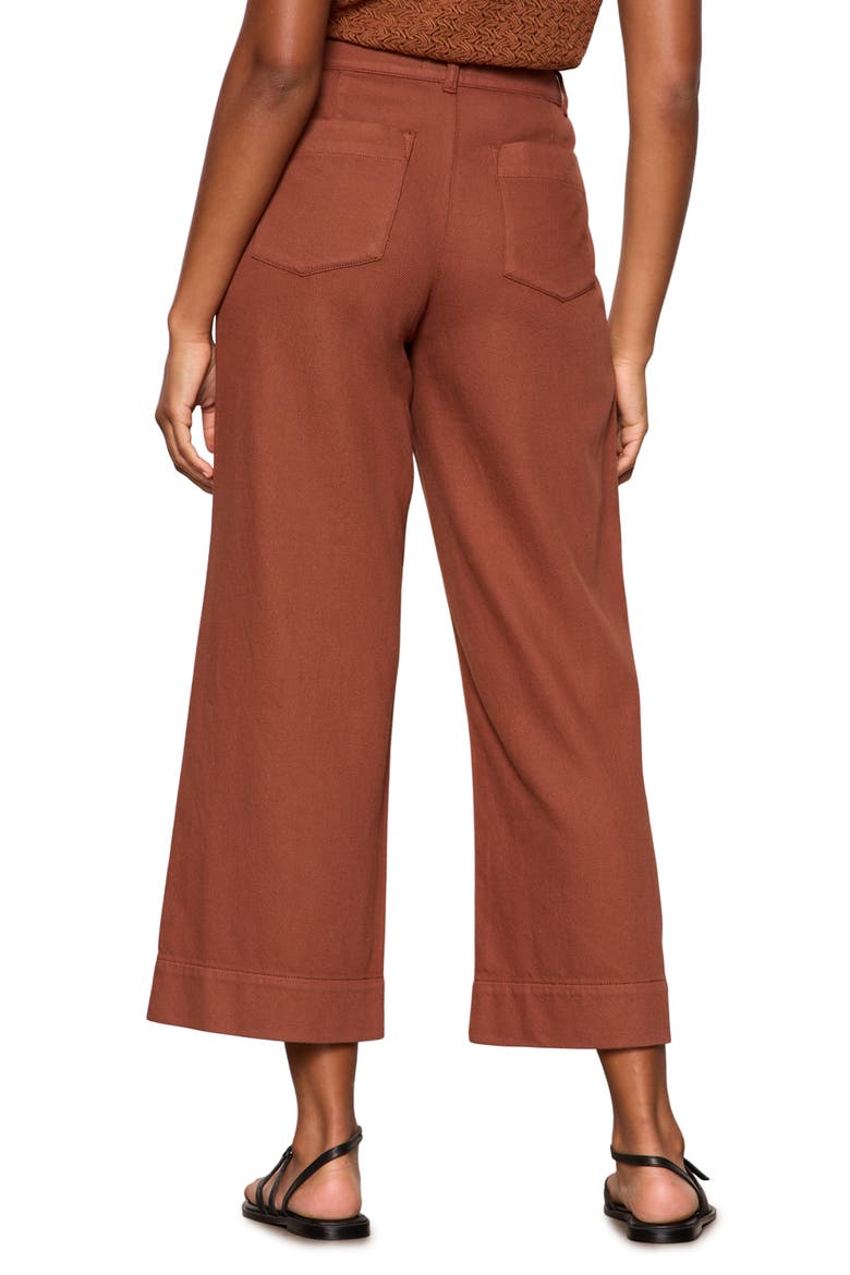 Soft Marine High Waist Wide Leg Crop Cotton Pants, Alternate, color, ANCIENT CLAY IVORY