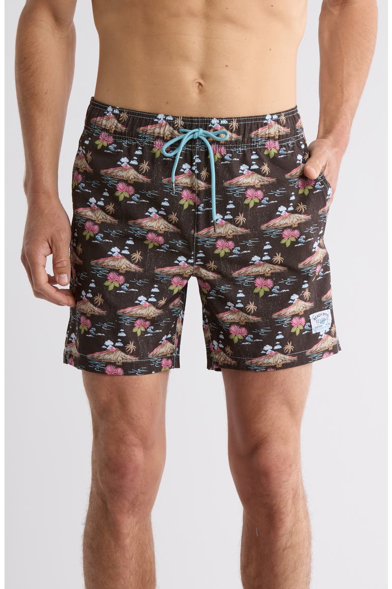 Volcano Clouds Swim Trunks, Main, color, BLACK