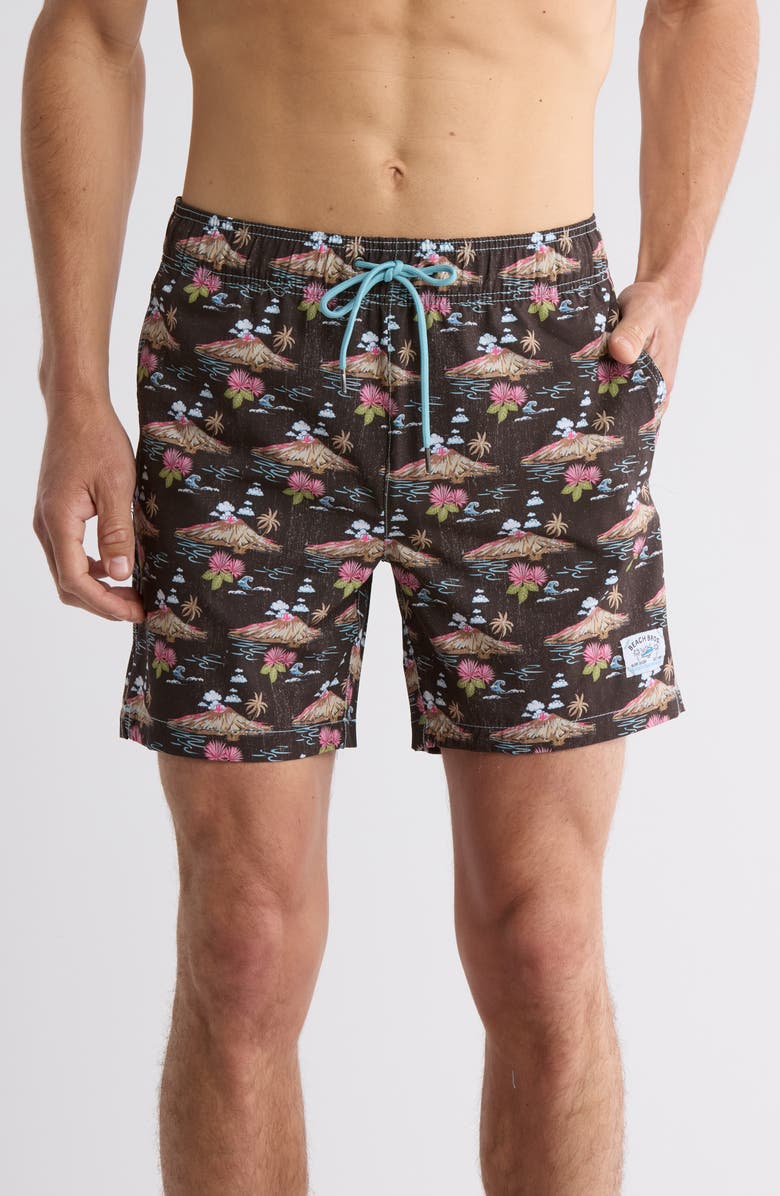 BEACH BROS Volcano Clouds Swim Trunks, Main, color, Black