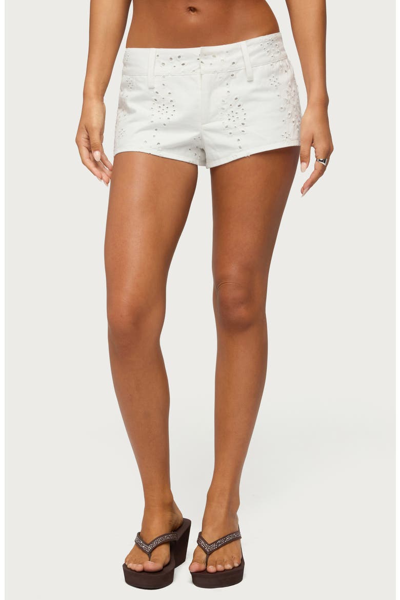 Wynell Cotton Eyelet Shorts, Main, color, WHITE